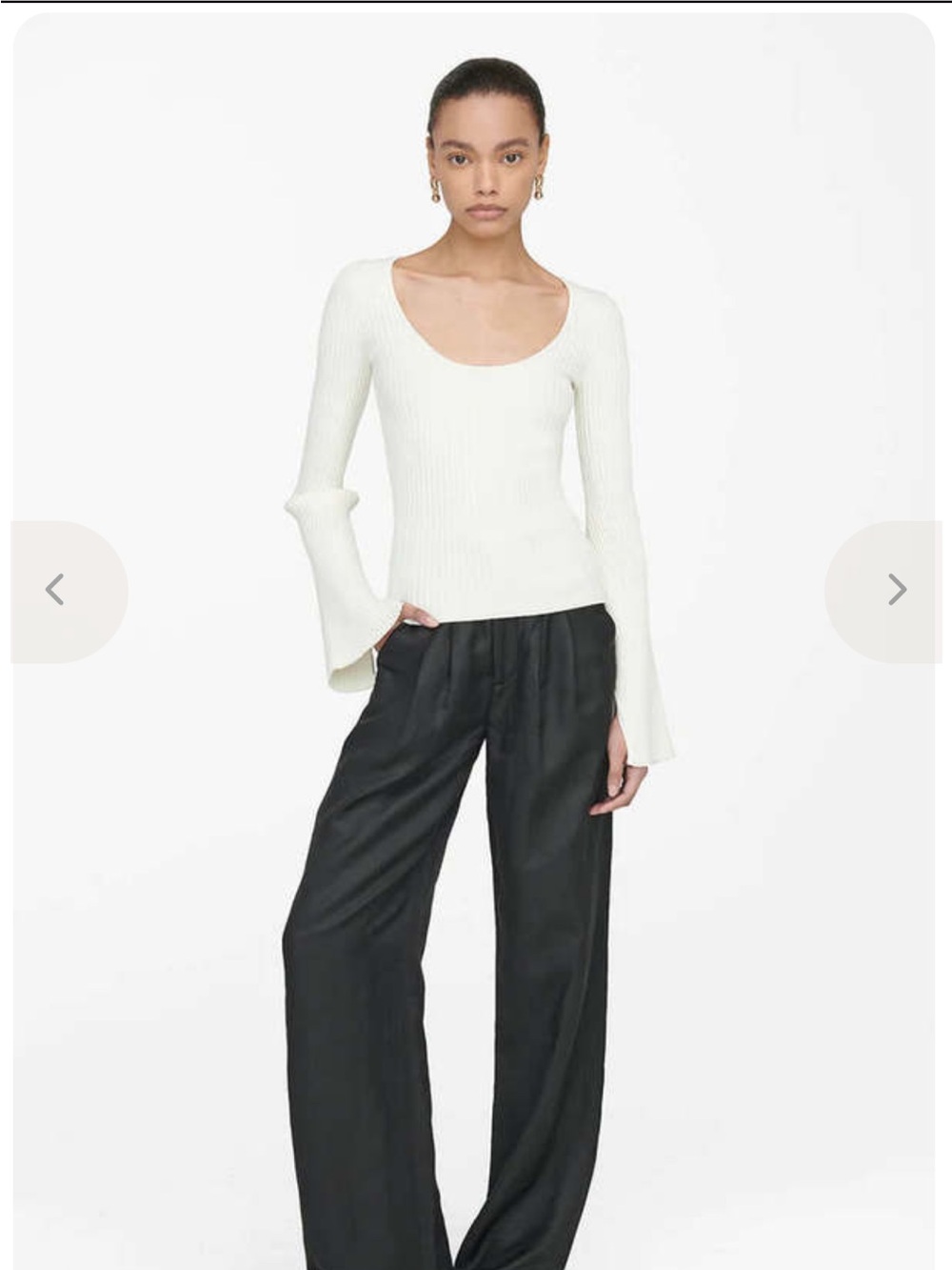NWT Anine Bing Ivory Ribbed Knit Sweater Top Size XS